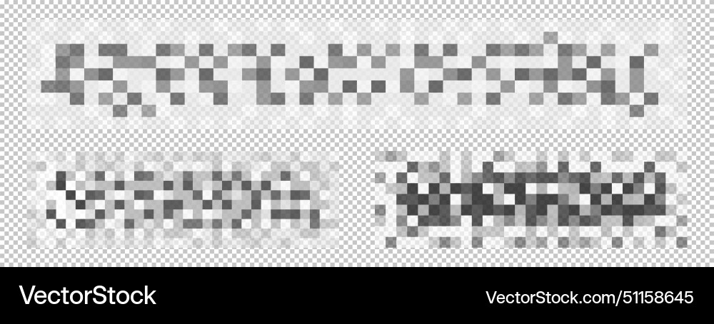 Set of censor blur textures gray pixel mosaic Set of censor blur textures gray pixel mosaic vector image