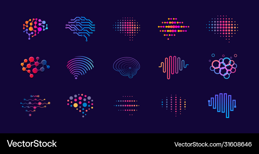Abstract Brain Dots & Lines - Innovation vector image