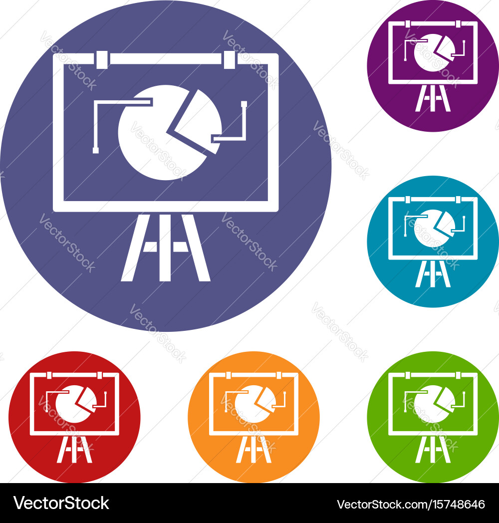 Flip chart with statistics icons set Vector Image