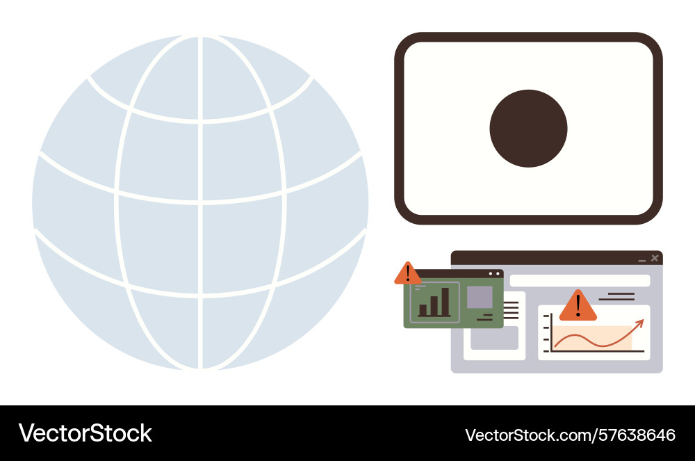 Global network security concerns with data alerts Global network security concerns with data alerts vector image