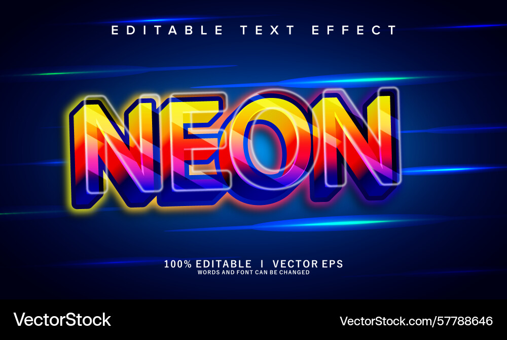 Neon text effect with modern style design Neon text effect with modern style design vector image