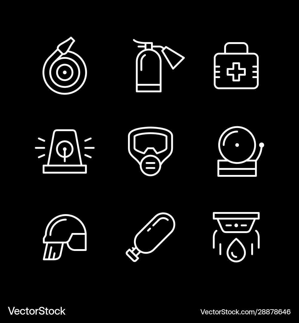 Set line icons firefighting Set line icons firefighting vector image