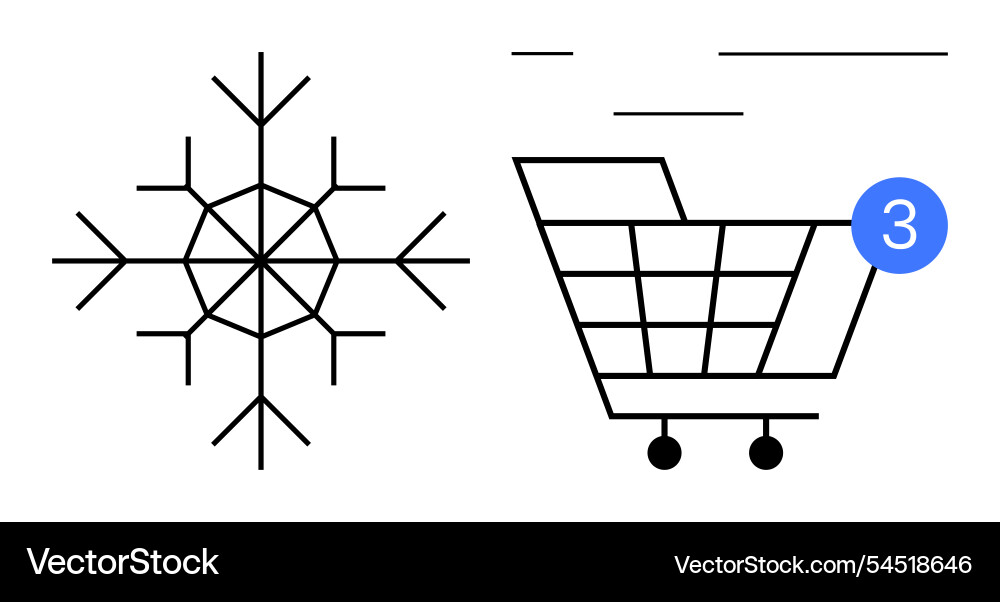 Snowflake and shopping cart with notification Vector Image