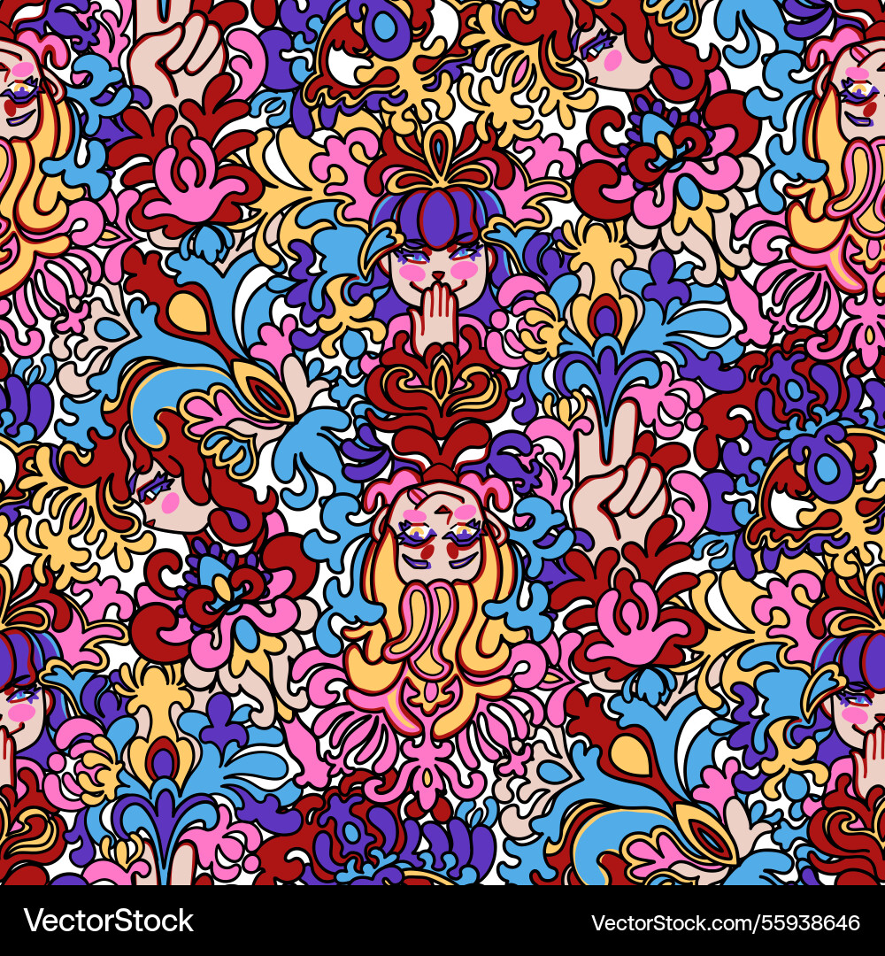 Vibrant psychedelic seamless pattern Royalty Free Vector