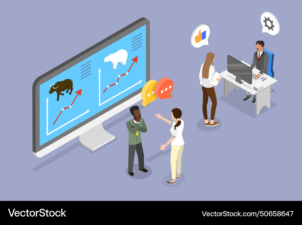 3d isometric flat of traders vector image