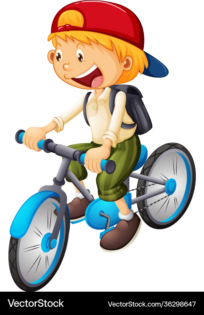 A boy riding bicycle cartoon character isolated vector image