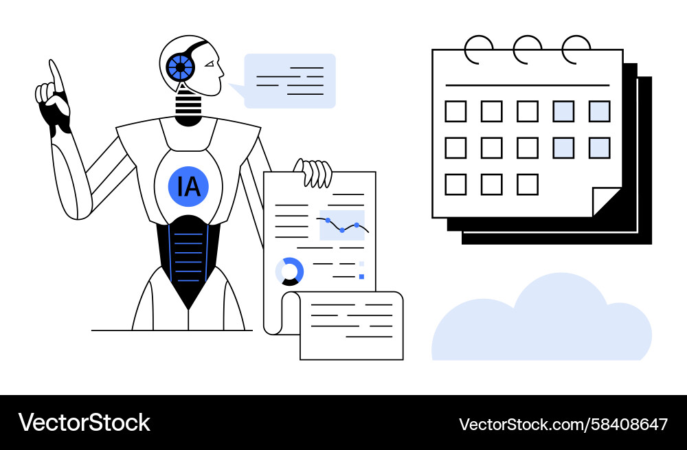 AI Data Analysis Robot Vector Image