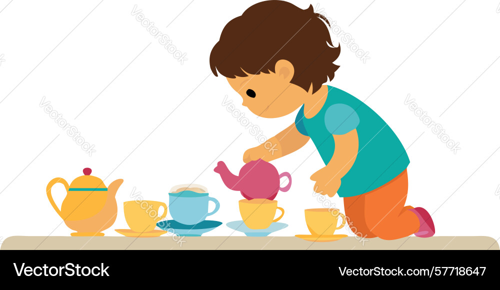 Child playing with building blocks creative Vector Image
