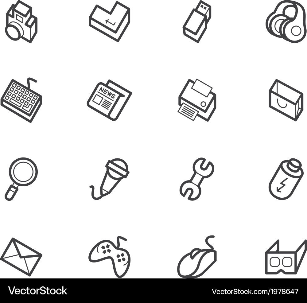Computer Icon Set - Digital Elements Vector Image