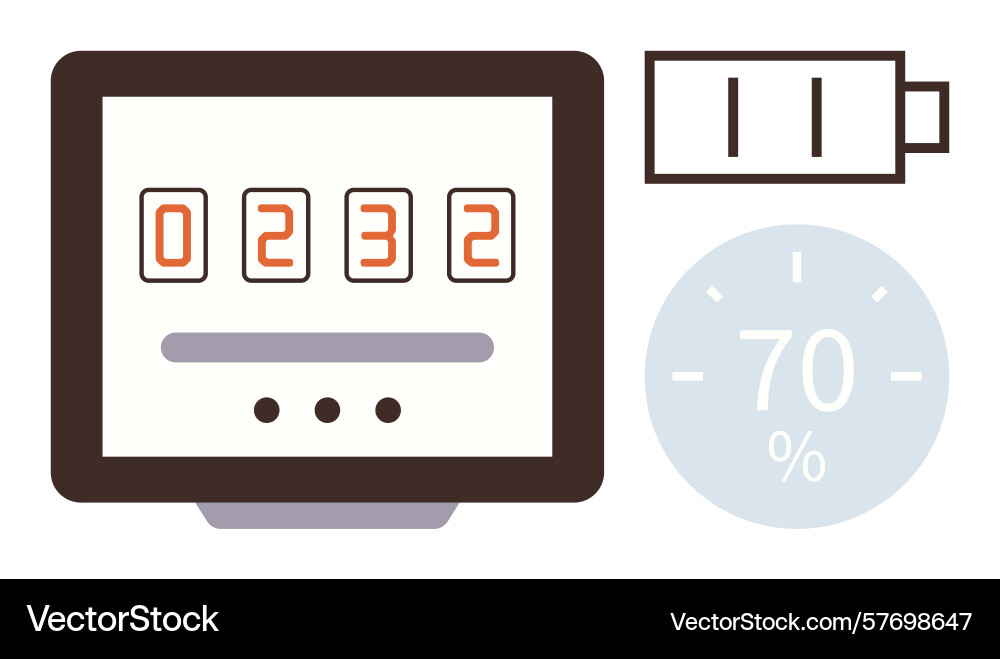 Digital display with counter battery indicator Vector Image