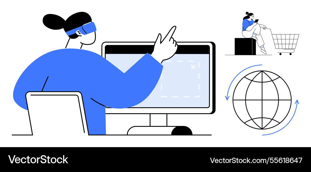 Digital transformation and vr interaction Vector Image