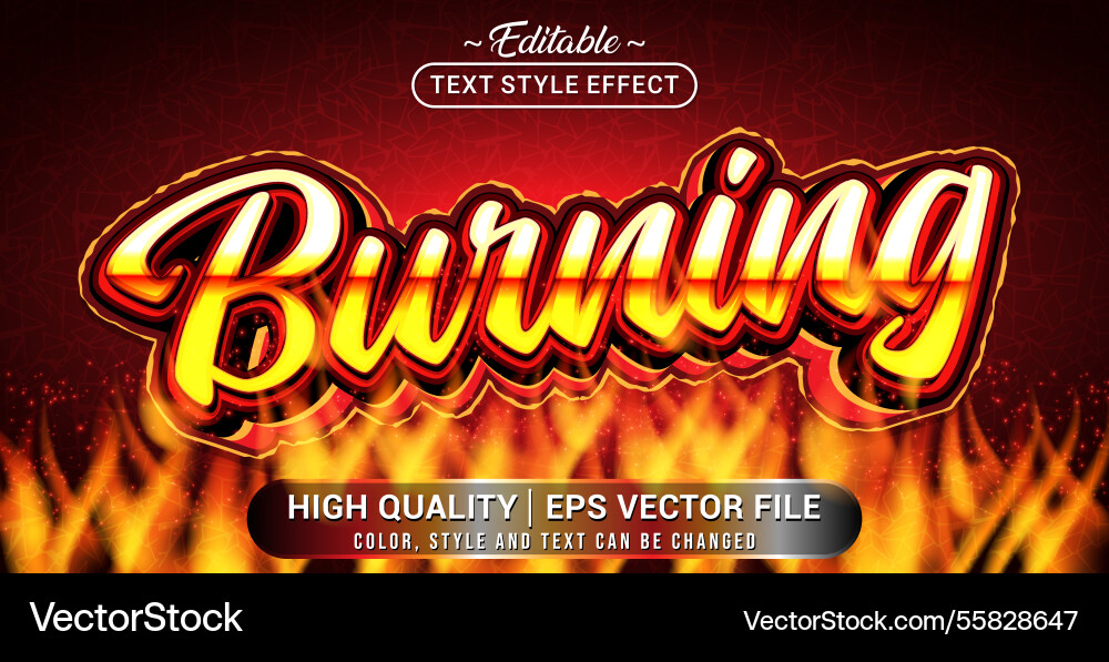 Editable text style effect - burning Editable text style effect - burning vector image