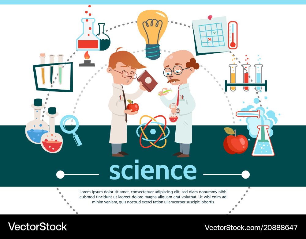 Flat science composition Royalty Free Vector Image