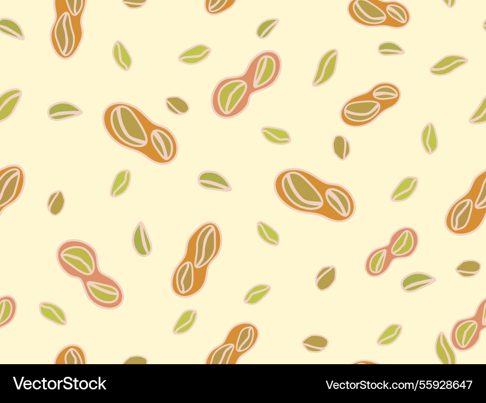 Peanut seamless pattern roasted peanuts in shell Peanut seamless pattern roasted peanuts in shell Vector Image