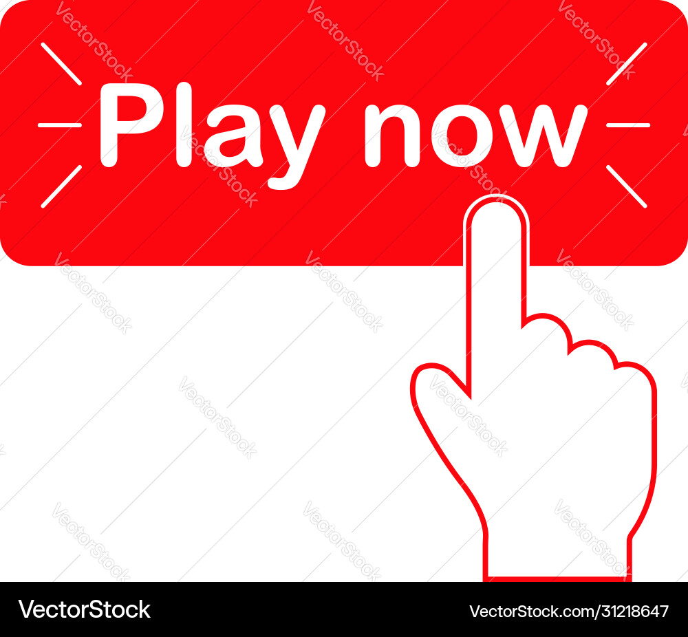 Red Play Now Button - Click to Start vector image