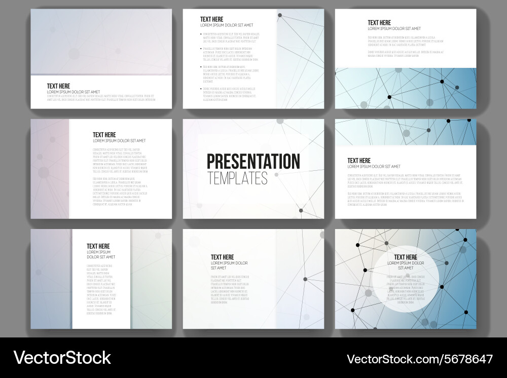 Set of 9 templates for presentation slides Vector Image