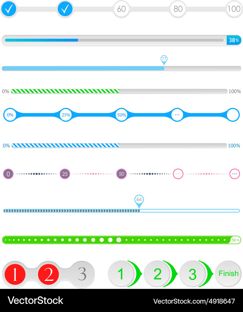 Set of preloaders and loading bars vector image