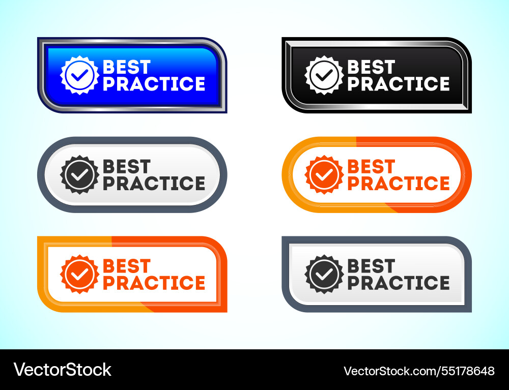 Best practice button set of different shapes Vector Image