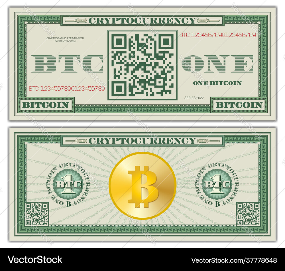 Bitcoin in style paper money us dollars – Royalty-Free Vector | VectorStock
