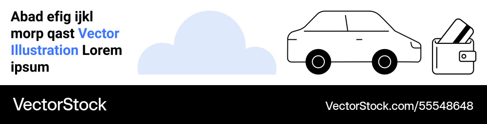 Cloud car and wallet objects with minimalist Cloud car and wallet objects with minimalist vector image