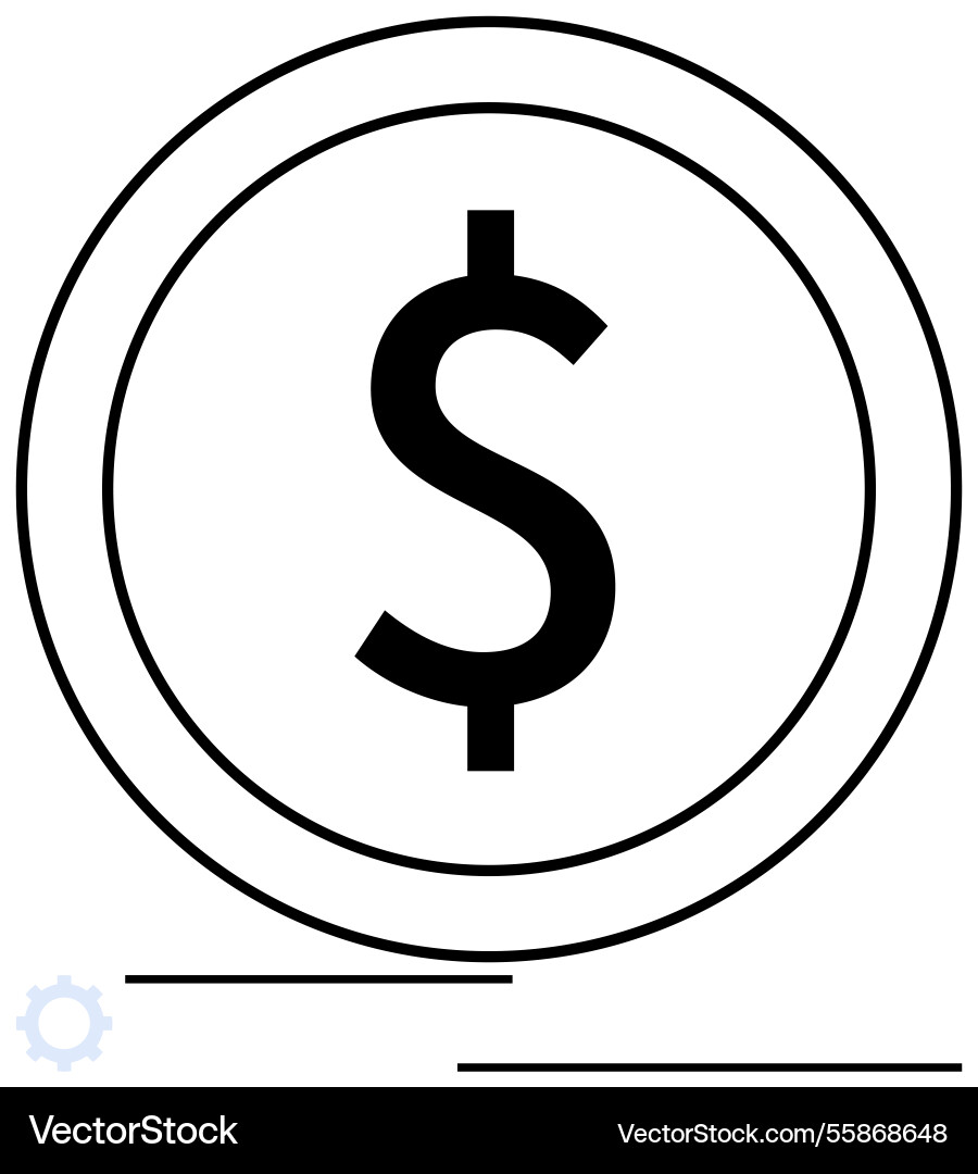 Dollar sign within circular borders emphasizing Dollar sign within circular borders emphasizing Vector Image
