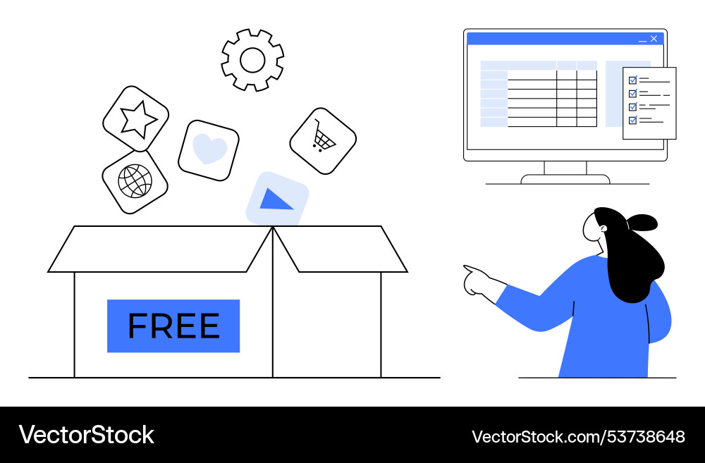 Free software package with diverse icons and user Free software package with diverse icons and user vector image