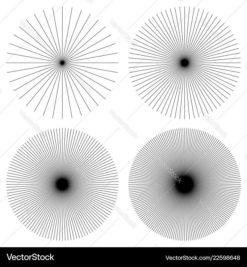 Radial lines rays beams circular pattern sunburst Vector Image