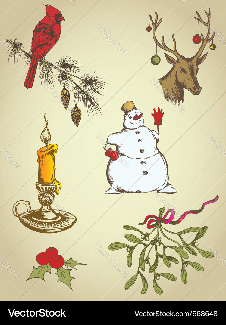 Vintage Christmas Elements Vector Image