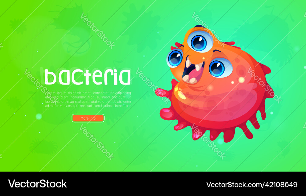 Bacteria poster with cute germ character Bacteria poster with cute germ character vector image