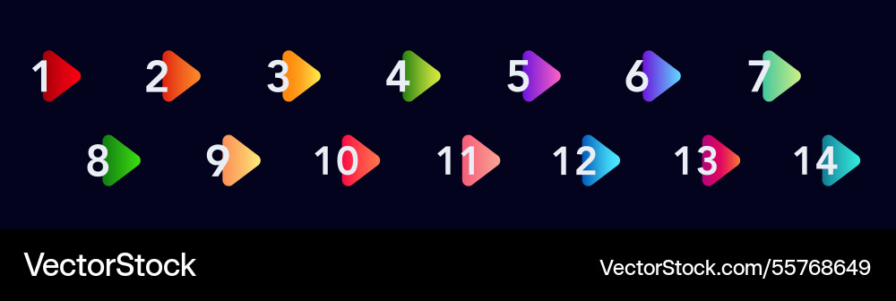 Colorful numbered arrows in sequence from one vector image
