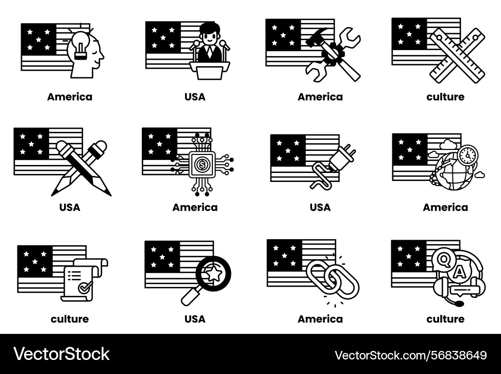 Image is a set of twelve different flags Image is a set of twelve different flags Vector Image