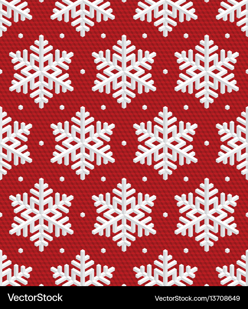 Isometric Snowflake Christmas Pattern Vector Image