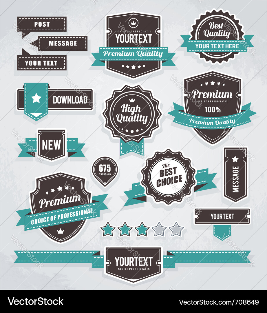 Retro Labels & Buttons Collection vector image
