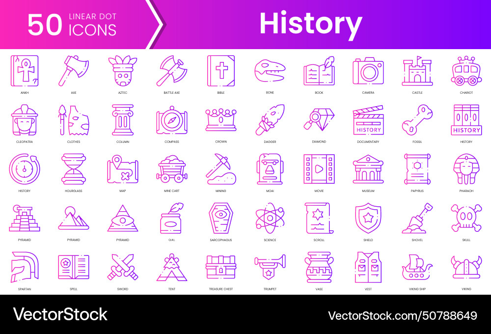 Set of history icons gradient style icon bundle Set of history icons gradient style icon bundle vector image