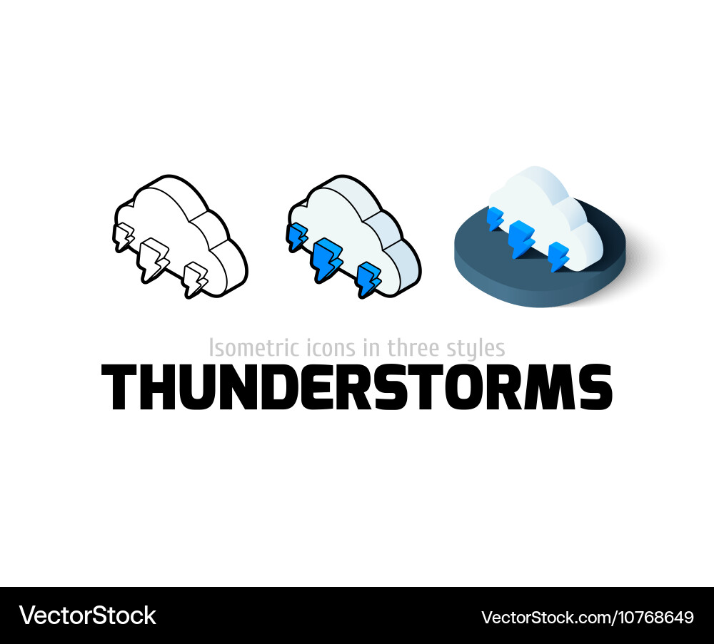 Thunderstorms icon in different style Vector Image