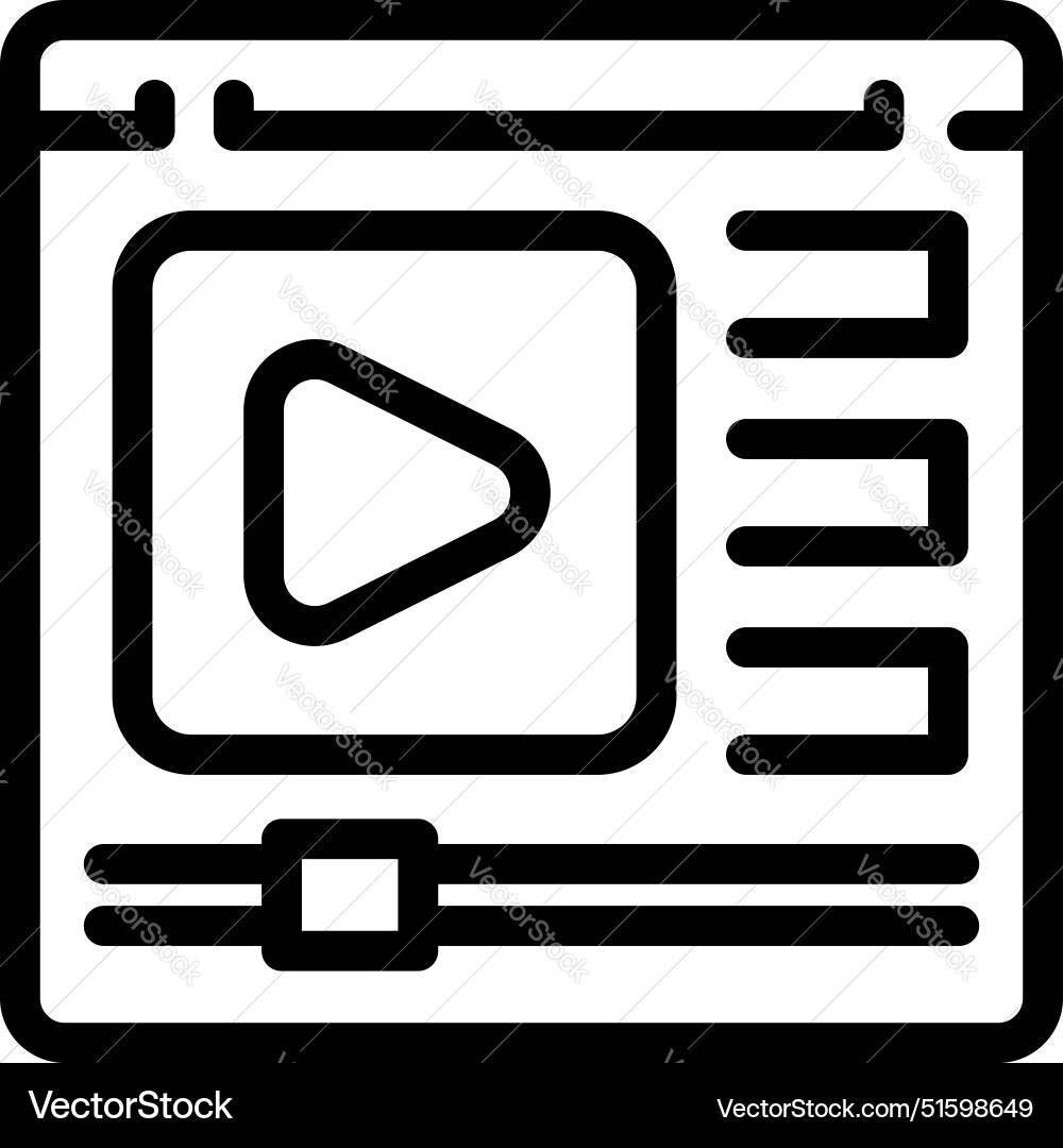 Video player interface showing a playback button Vector Image