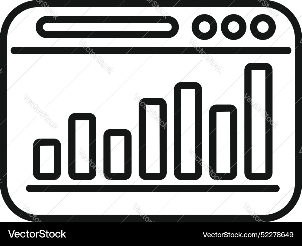 Web page showing growing bar chart statistics Web page showing growing bar chart statistics vector image
