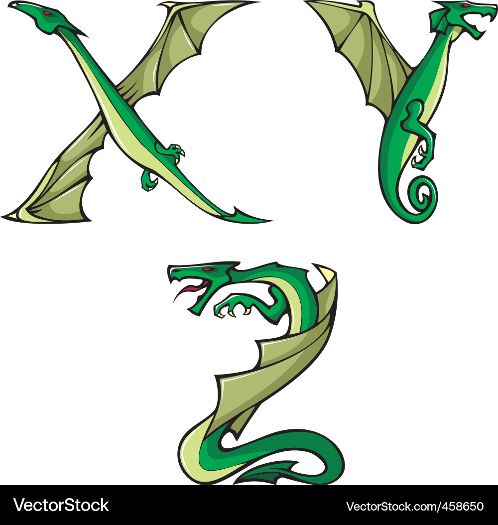 Dragon Alphabet Font - XYZ Vector Image