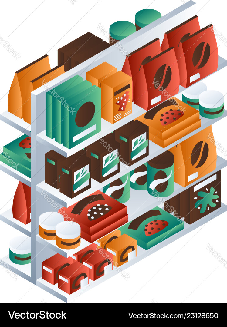 Full supermarket shelf icon isometric style Full supermarket shelf icon isometric style vector image