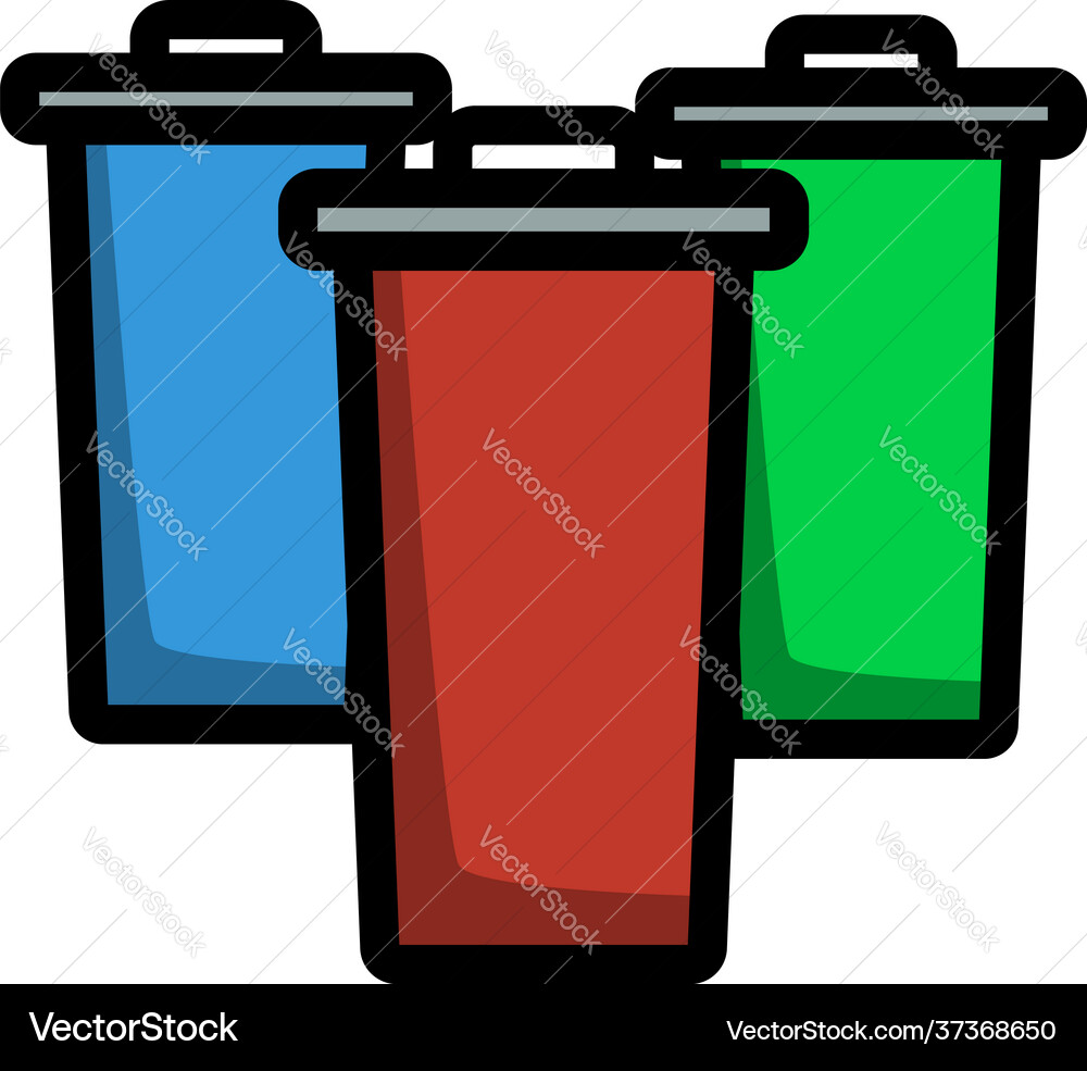 Garbage containers with separated trash icon vector image