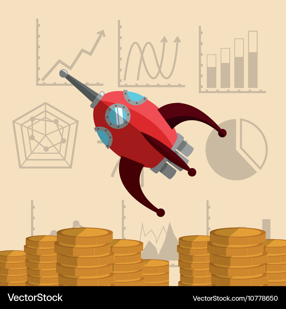 Graph chart with business related icons image Vector Image