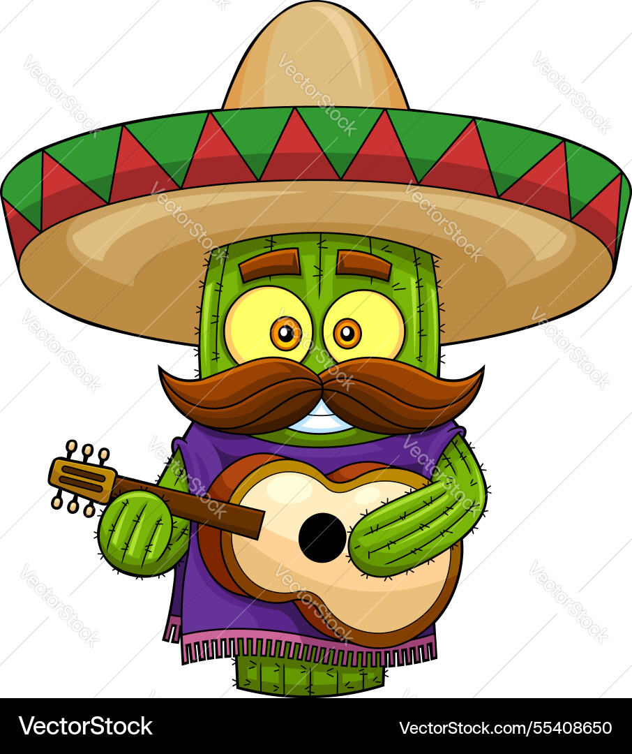 Mexican cactus cartoon character Mexican cactus cartoon character vector image