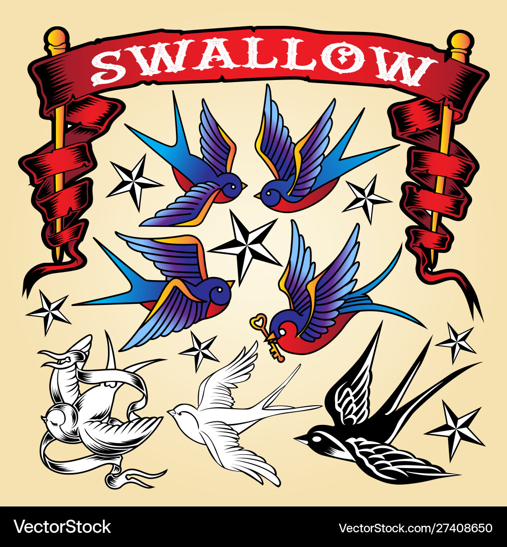 Sparrow tattoo Vector Images \u0026 Graphics for Commercial Use | VectorStock, image size:1000x1080