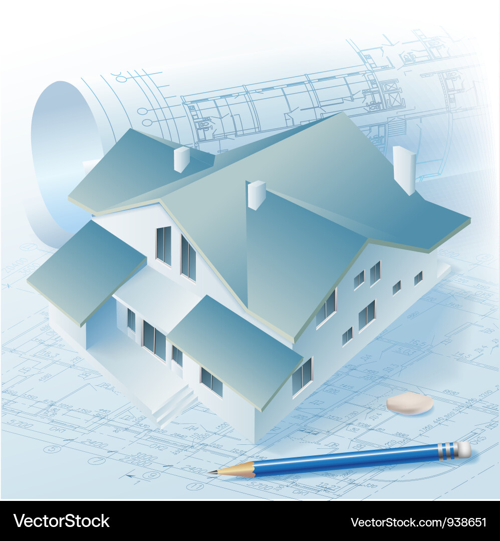 Architectural background with a building model vector image