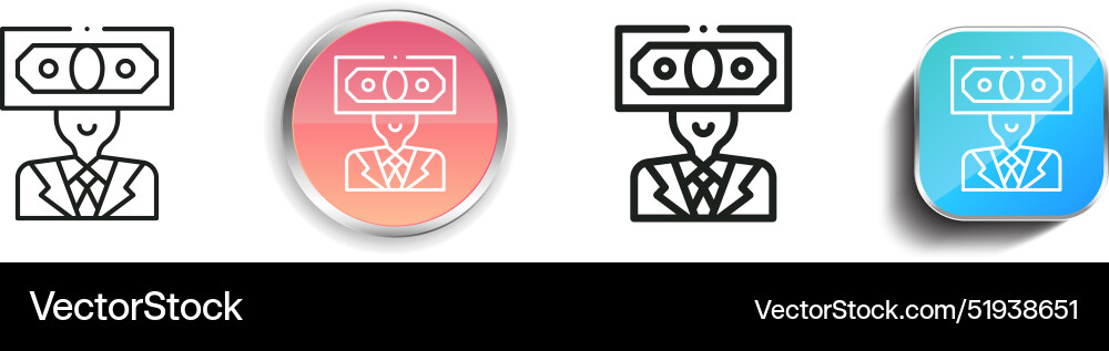 Bribery icon thin linear regular and button style vector image