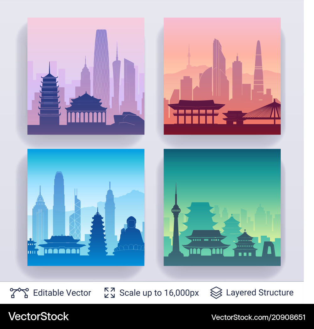 Collection of famous city scapes Collection of famous city scapes vector image
