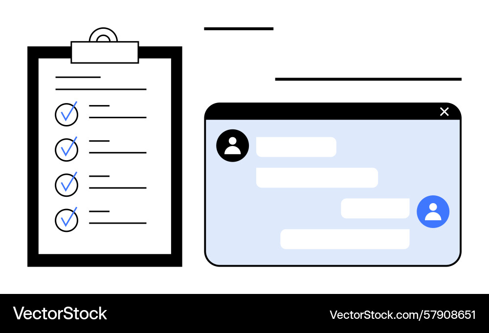 Digital checklist and online messaging concept Digital checklist and online messaging concept Vector Image