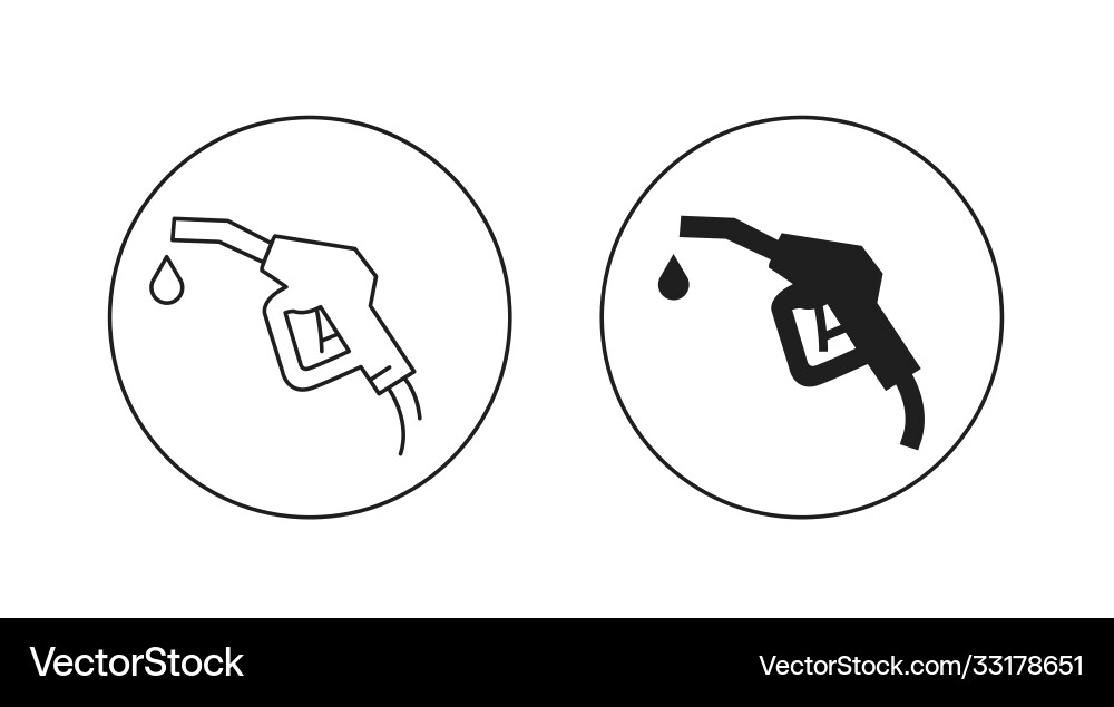 Gas gun with drop icons in outlines and filled vector image