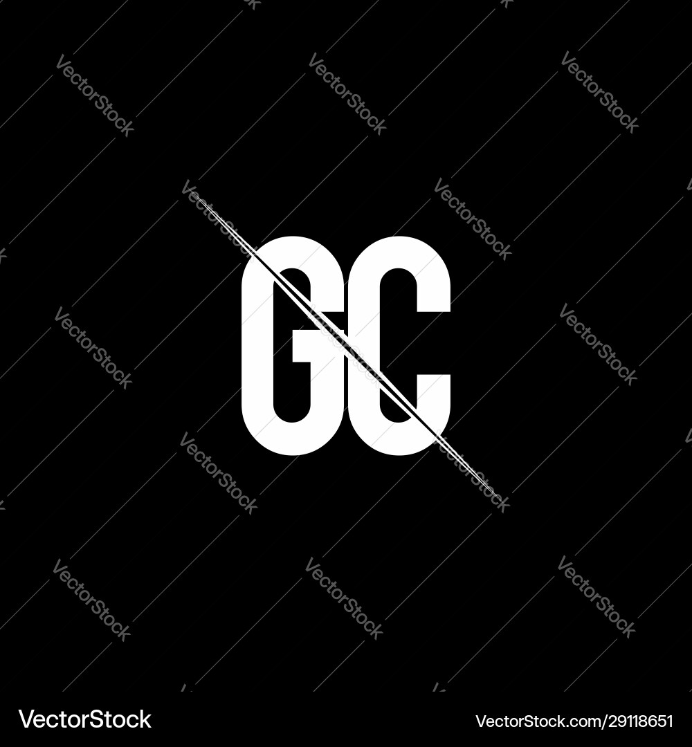 Gc logo monogram with slash style design template Gc logo monogram with slash style design template Vector Image