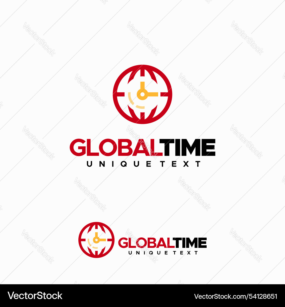 Global time logo design world and timer Vector Image